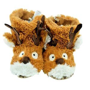 Little Blue House Kids Small 5 to 7 Brown Reindeer Cozy Slouch Slippers New